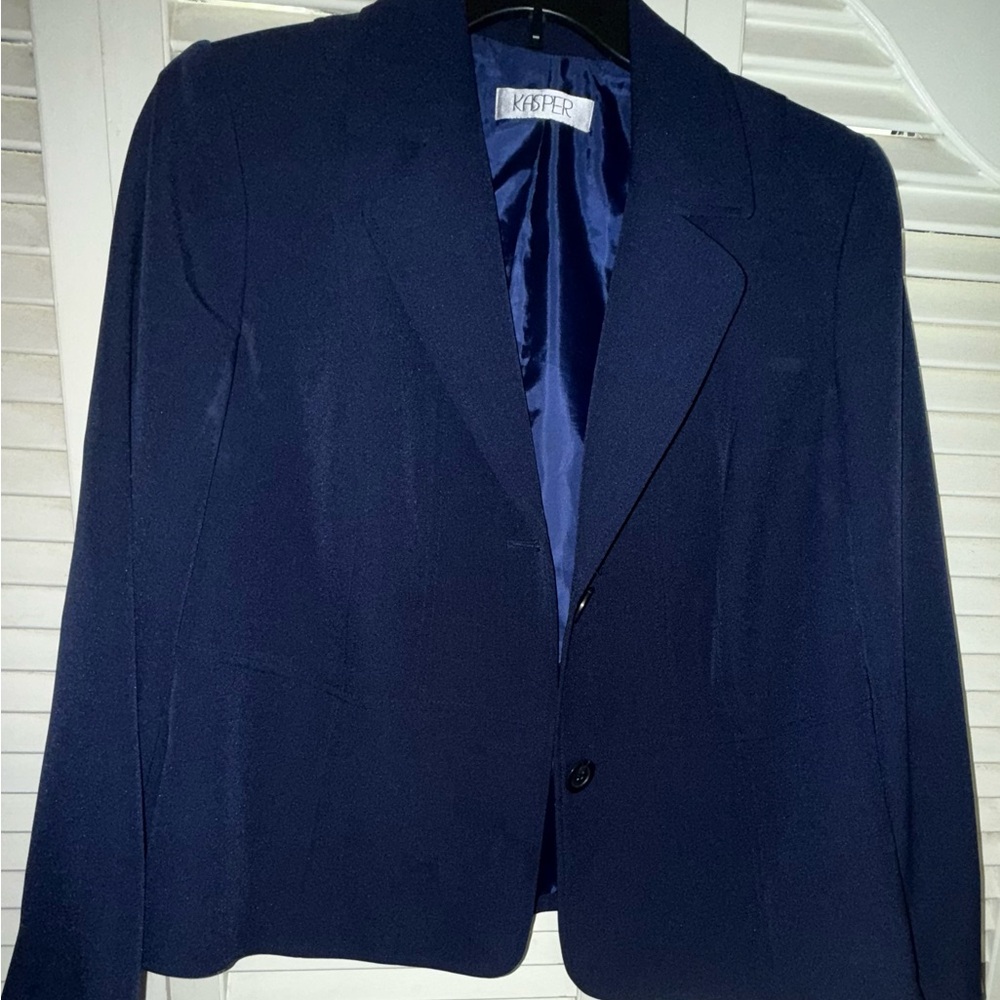 Kasper Navy Blue Women's Blazer Jacket size 14w - Picture 2 of 2